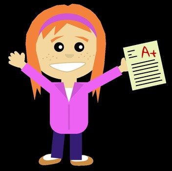 cartoon schoolgirl on the black background