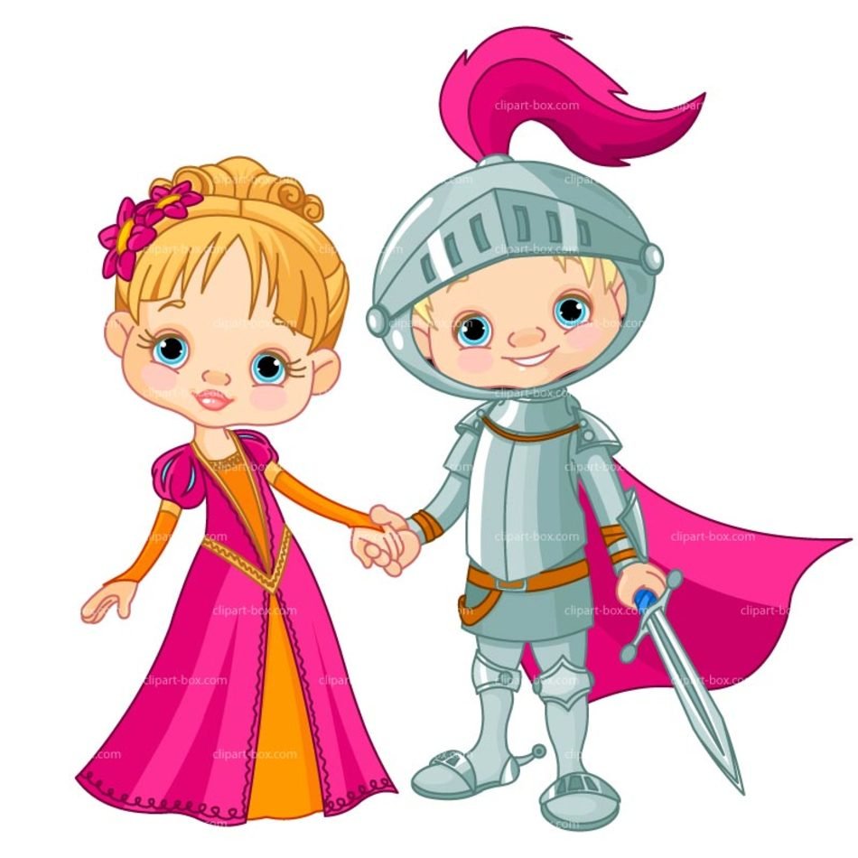 knight and princess on a white background