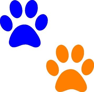 Orange And Blue Paw Prints At Clkercom Vector