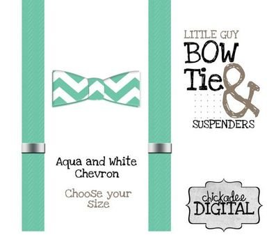 Printable Bowtie And Suspenders Tiffany Blue White Chevron Bow