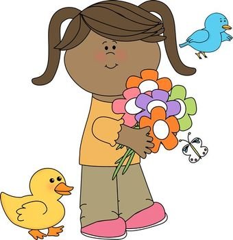 Girl With Spring Critters Pinterest