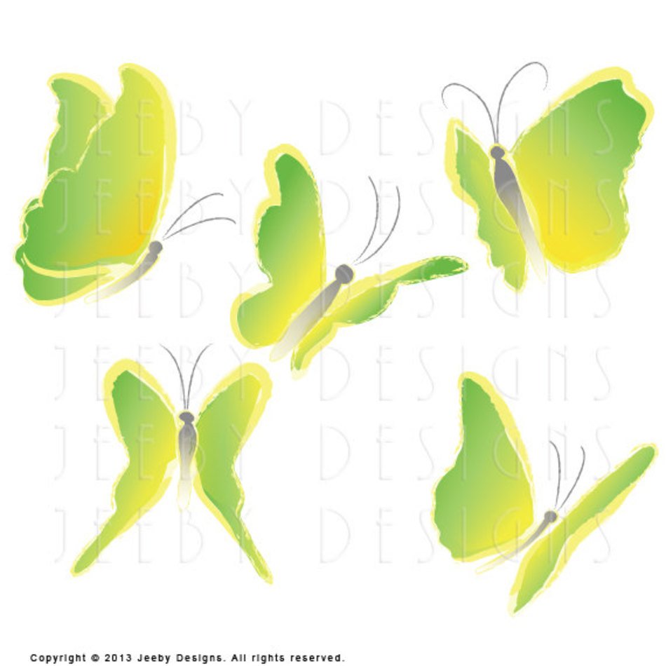 Butterfly Digital Set Of Five Butterflies