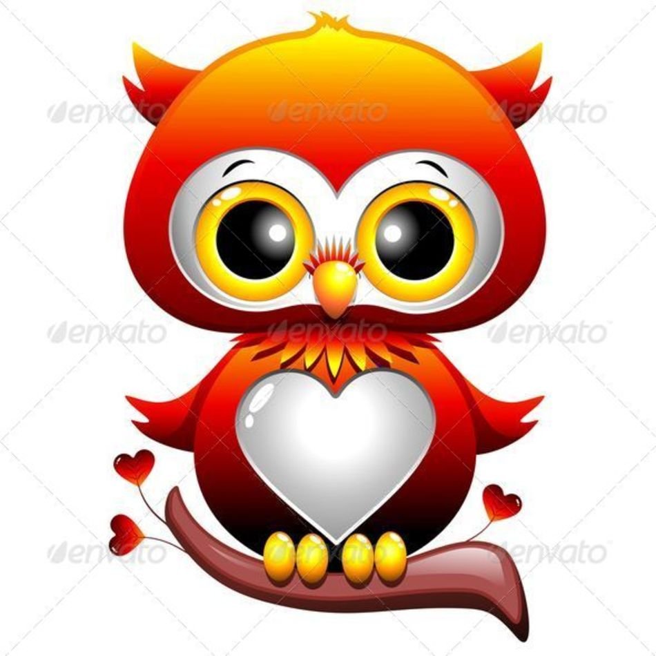 Baby Owl Love Heart Cartoon Animals Characters