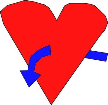 Red Blue Arrow Drawing Heart Hart Curved With