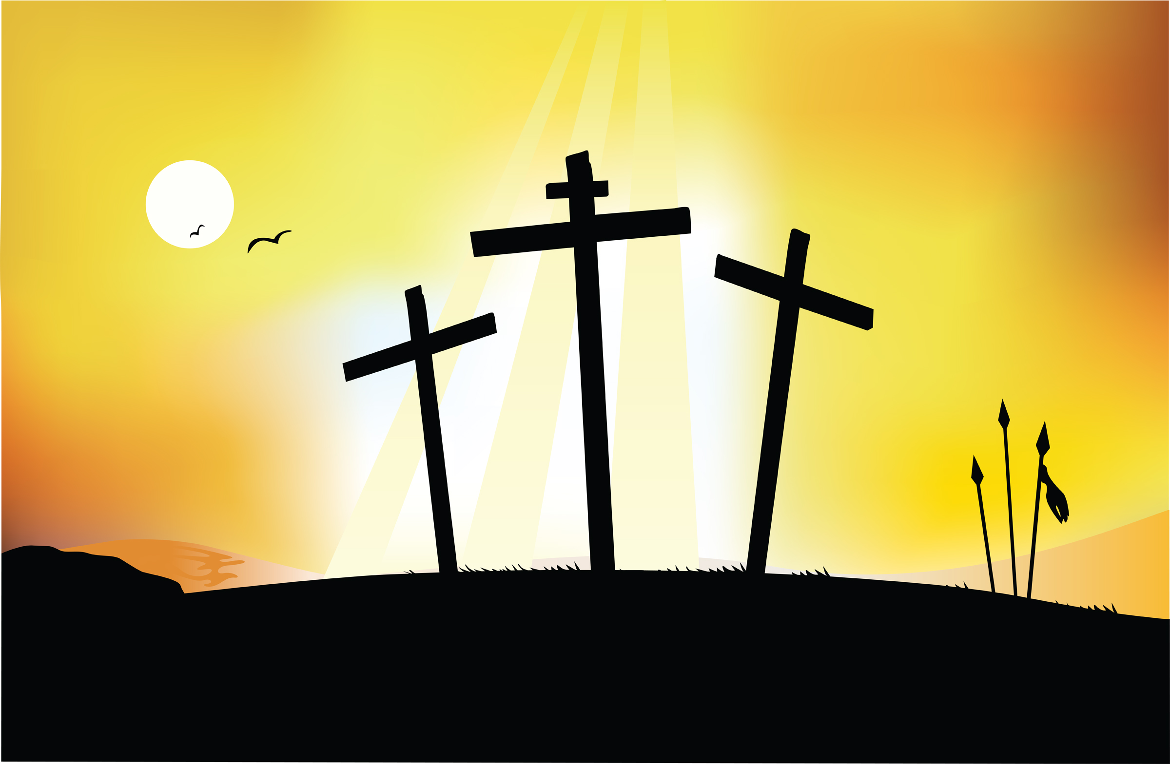 Dark cross sunset drawing free image download