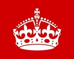 white crown on a red background