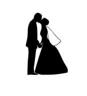 Silhouettes of the bride and groom clipart