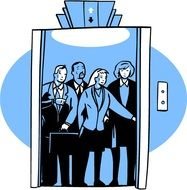 people in the elevator as a picture for clipart