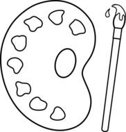 Palette And Paint Brush Line Art Free