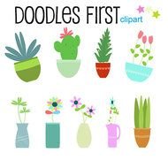 Potted Plants Digital For Scrapbooking Card Making