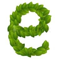 letter e made from green leaves