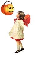 little girl near the pumpkin