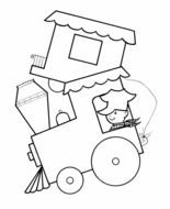 black and white drawing of a steam locomotive