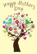 Motherâs Day, greeting card with blooming tree