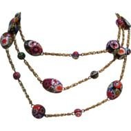 Glass Bead And Paper Clip Chain Necklace