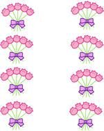 painted pink bouquets of tulips on a white background