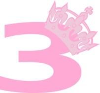 pink number 3 with crown