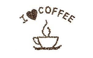 drawing coffee cup with the inscription of coffee beans