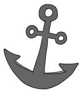drawn gray anchor on a white background