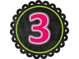 pink digit three in black frame