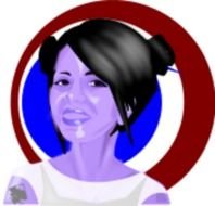 Smiling Woman With Circle Background drawing