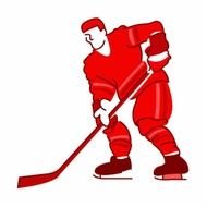 red hockey player silhouette