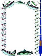 Fishing, Page Border with rod and fish