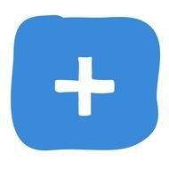 Addition, white Symbol in blue rectangular frame