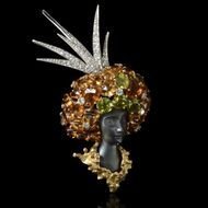 This Is An Unusual Figural Clip Brooch Designed As The Bust Of A Woman