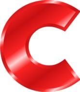 red shiny letter "C" as picture for clipart