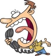 cartoon man is yelling in the phone