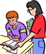 drawing of School Teacher and boy