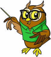 owl in glasses and with a pointer in his hands
