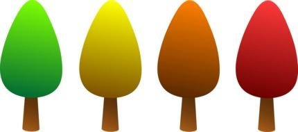 Four Cute Simple Round Trees drawing