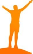 orange silhouette of a happy man in a graphic representation