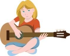 painted schoolgirl playing the guitar