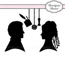 Digital Silhouette Late Victorian Cameo Couple