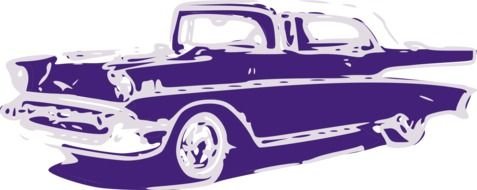 purple drawing of a vintage car