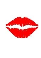 red lipstick on lips on a white background