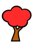 drawing of a tree with a red crown