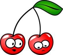 painted two cherries with round eyes