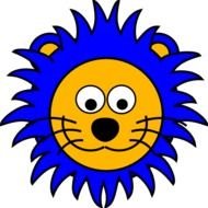 blue lion on a black background for clipart