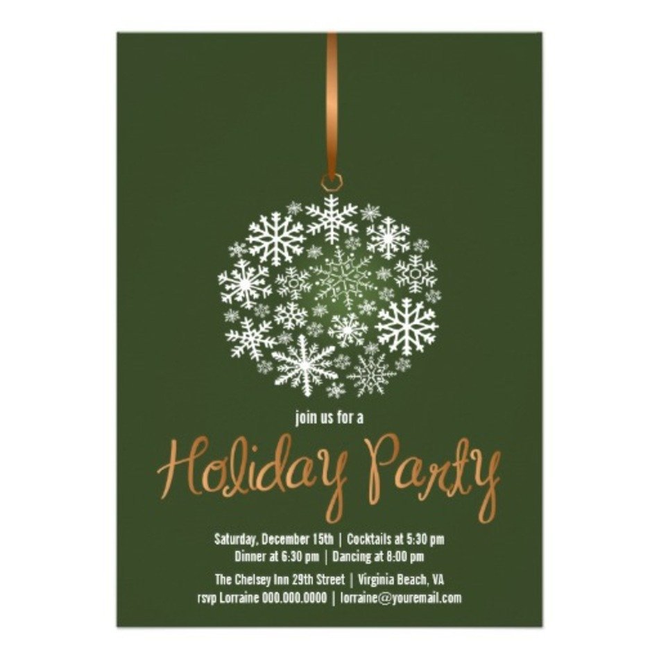 Elegant Holiday Party Invitation Ornament Christmas