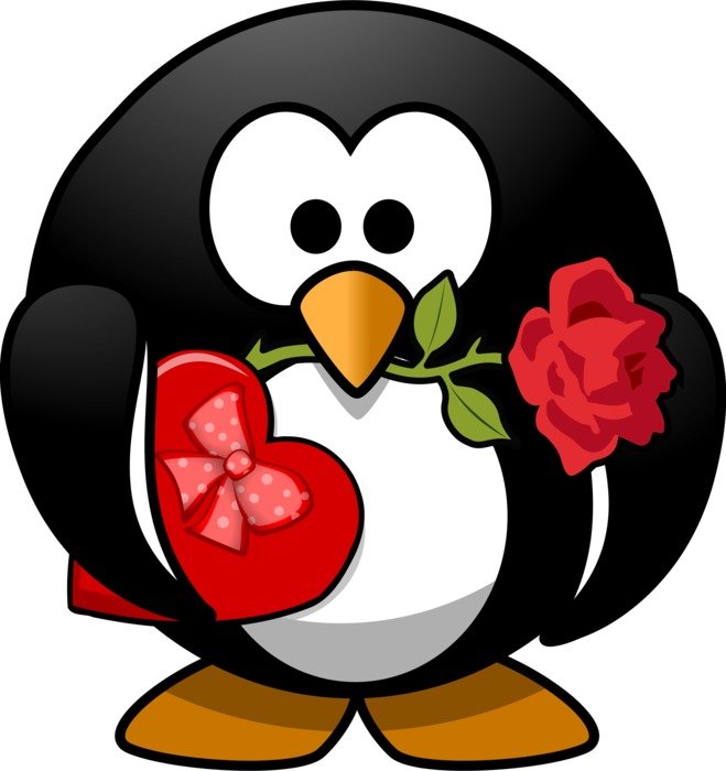 Valentine penguin drawing
