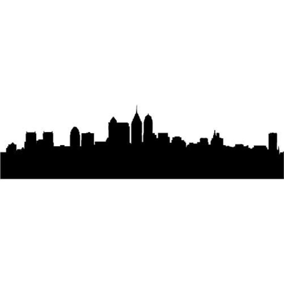 black silhouette of Philadelphia on a white background