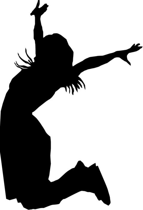 long haired girl in jump, silhouette