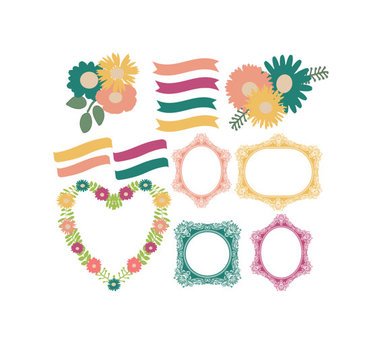 Digital Wedding Laurel Floral Wreath Border