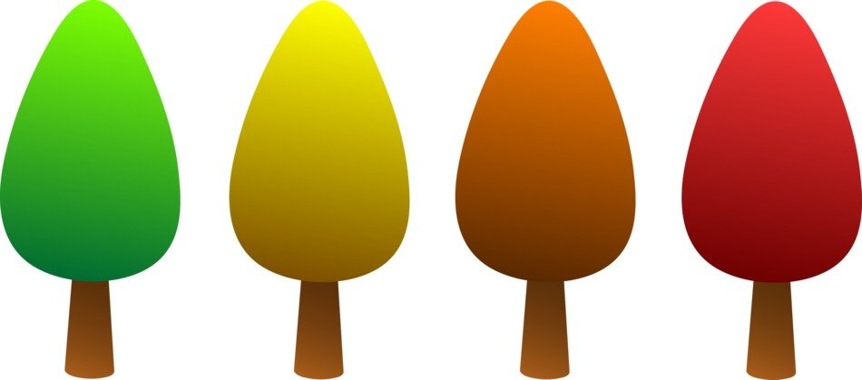 Four Cute Simple Round Trees drawing