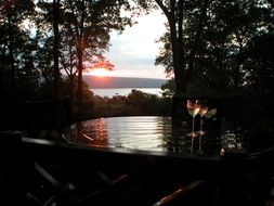 sunset by the lake near New York