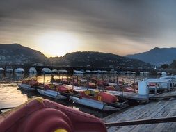 pedal boat near the pier on Lake Como